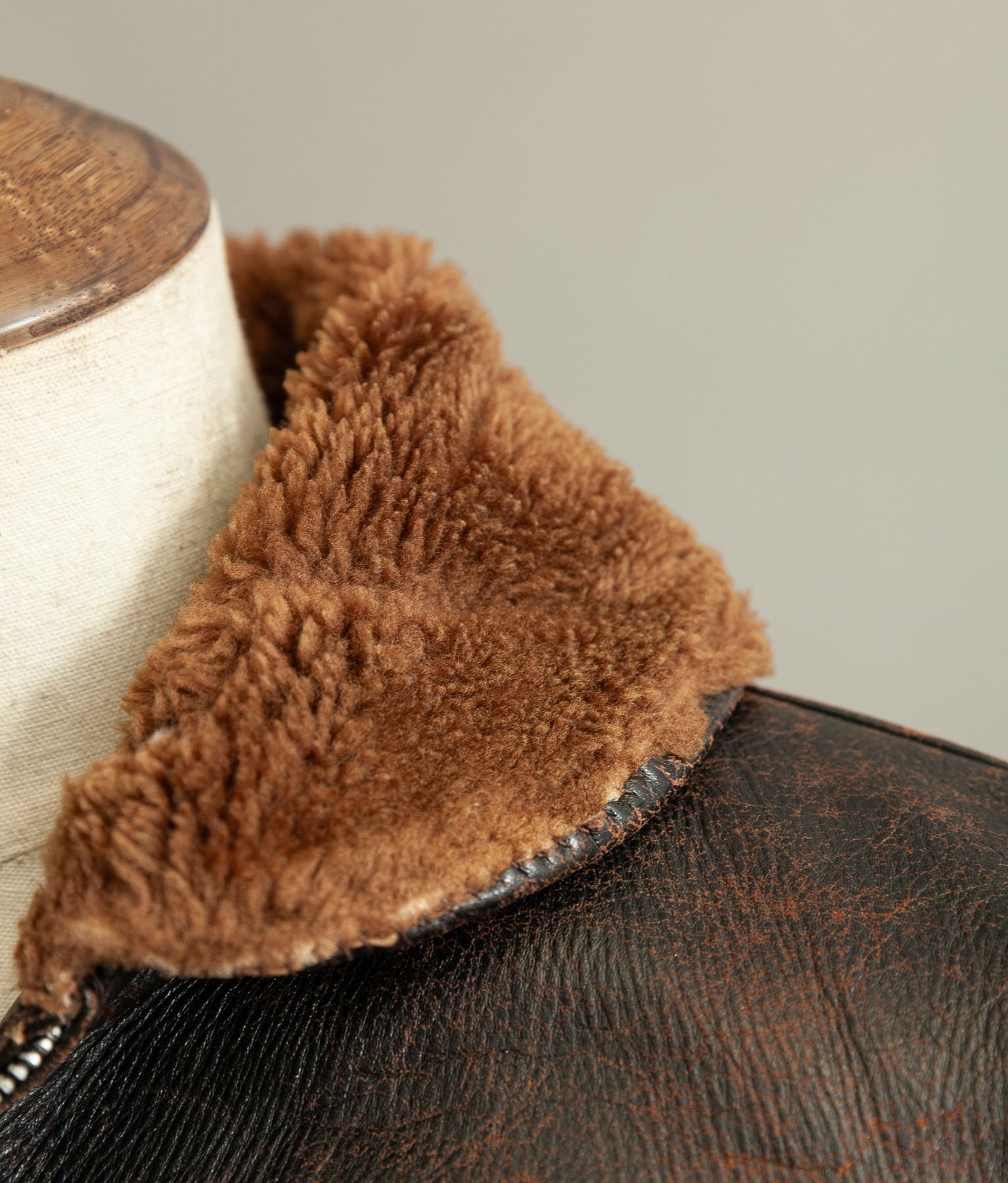 Vintage 1950s French Aviator Leather Jacket Sheepskin Lined Teacore Éclair Zip