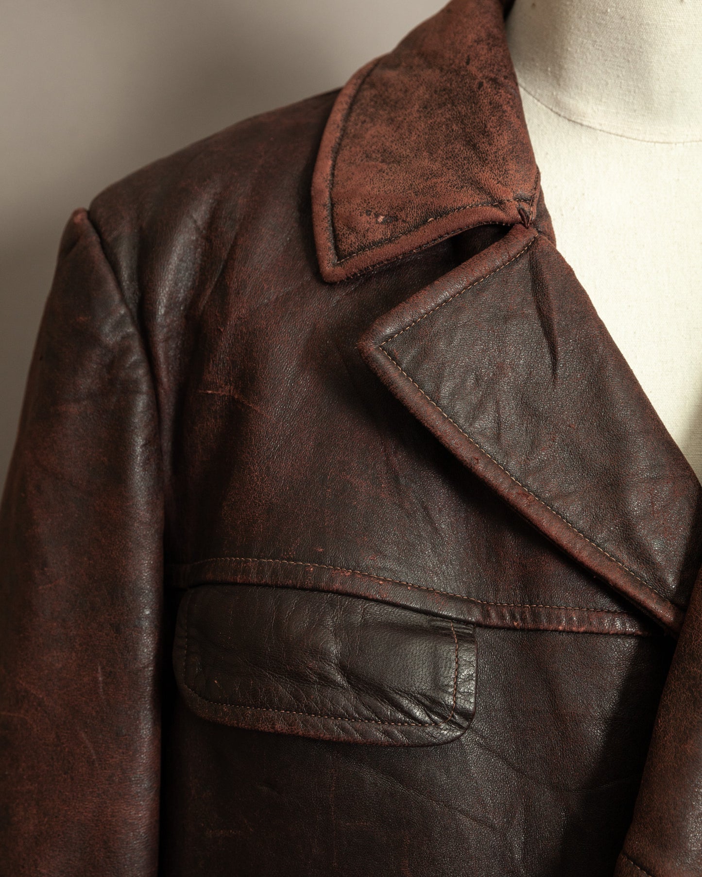 1930s–1940s French Army Horsehide Overcoat (2XL)