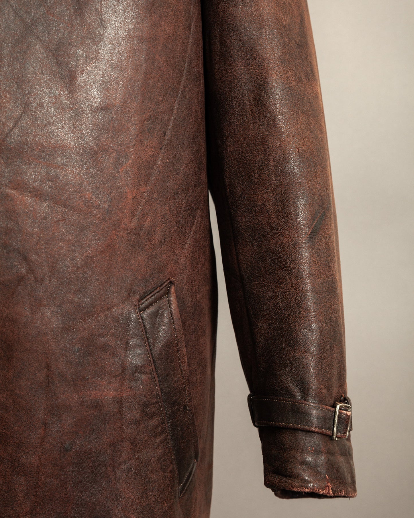 1930s–1940s French Army Horsehide Overcoat (2XL)