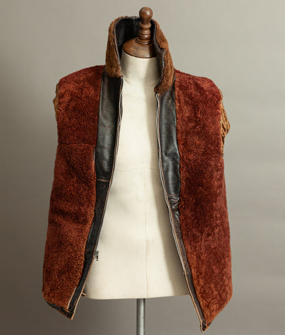 Vintage 1950s French Aviator Leather Jacket Sheepskin Lined Teacore Éclair Zip