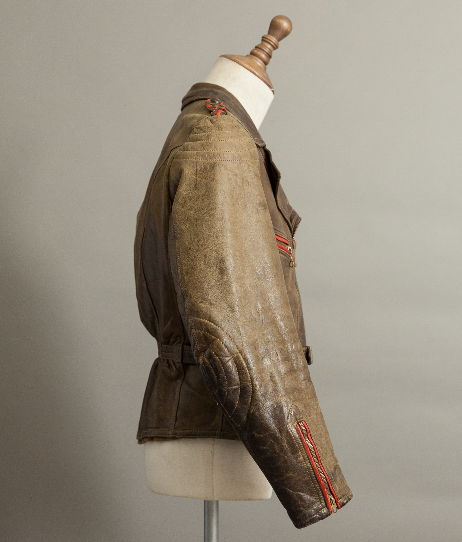 Vintage 1950s German Leather Motorrad Motorcycle Biker Jacket