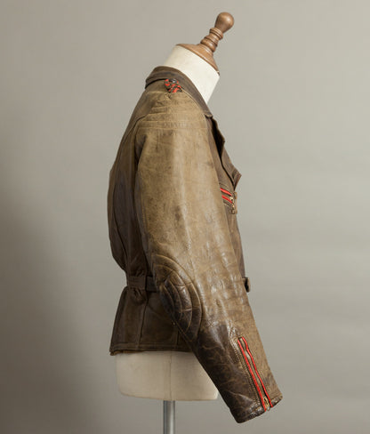 Vintage 1950s German Leather Motorrad Motorcycle Biker Jacket