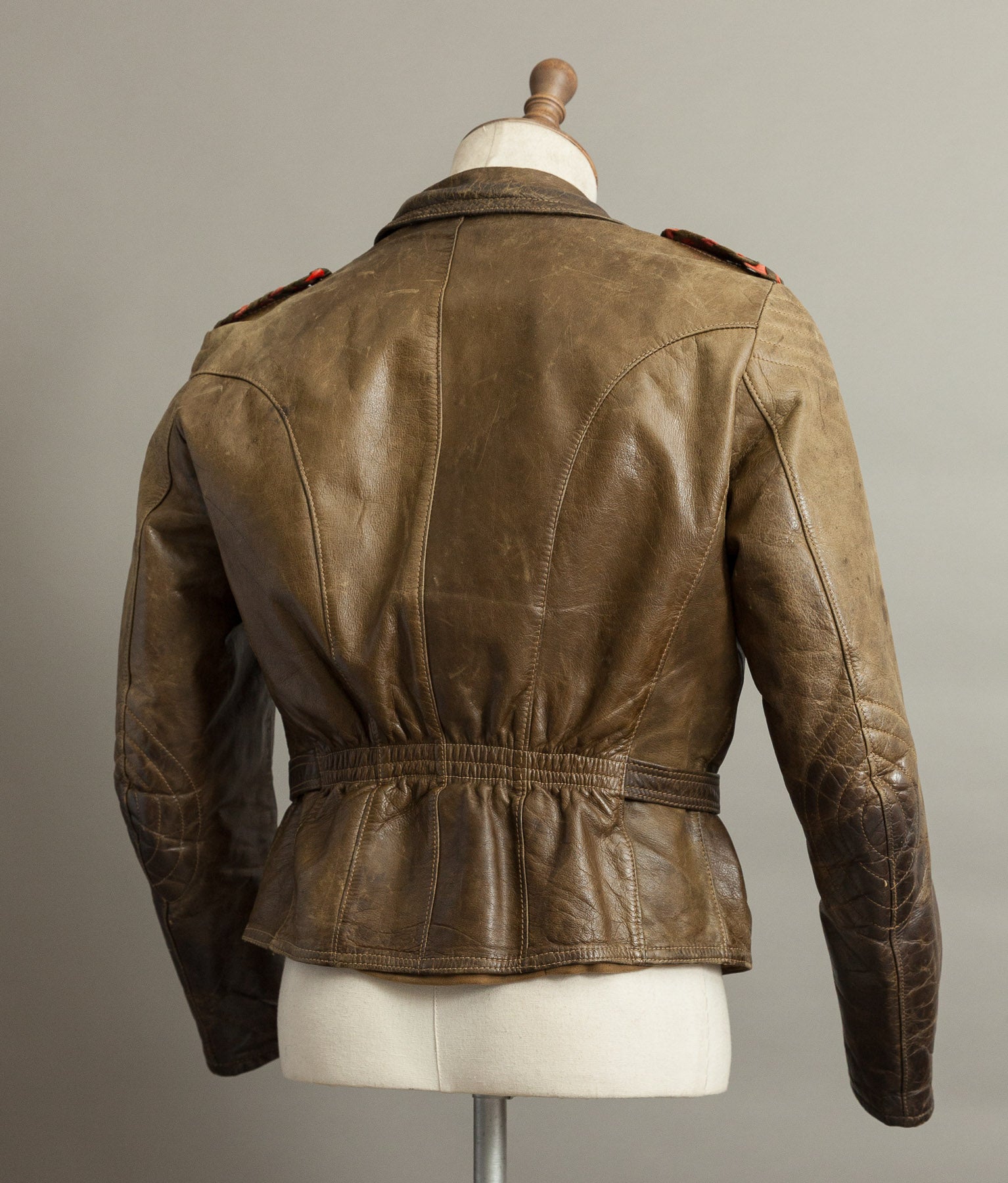 Vintage 1950s German Leather Motorrad Motorcycle Biker Jacket