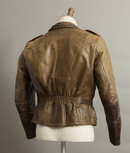 Vintage 1950s German Leather Motorrad Motorcycle Biker Jacket