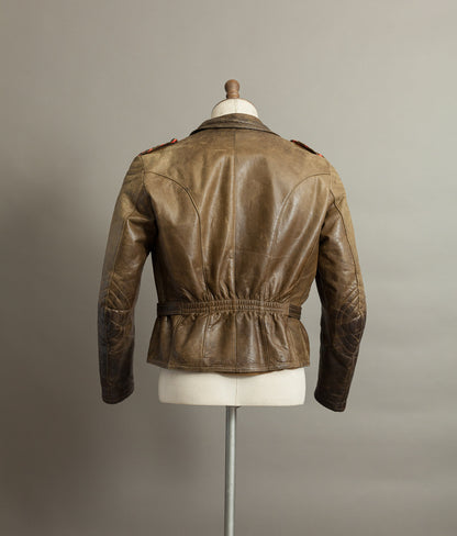 Vintage 1950s German Leather Motorrad Motorcycle Biker Jacket