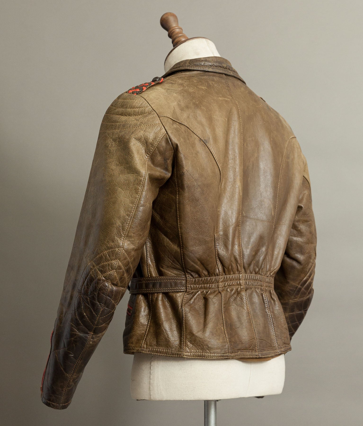 Vintage 1950s German Leather Motorrad Motorcycle Biker Jacket
