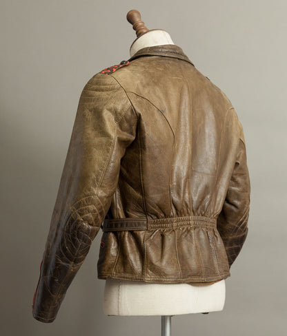 Vintage 1950s German Leather Motorrad Motorcycle Biker Jacket