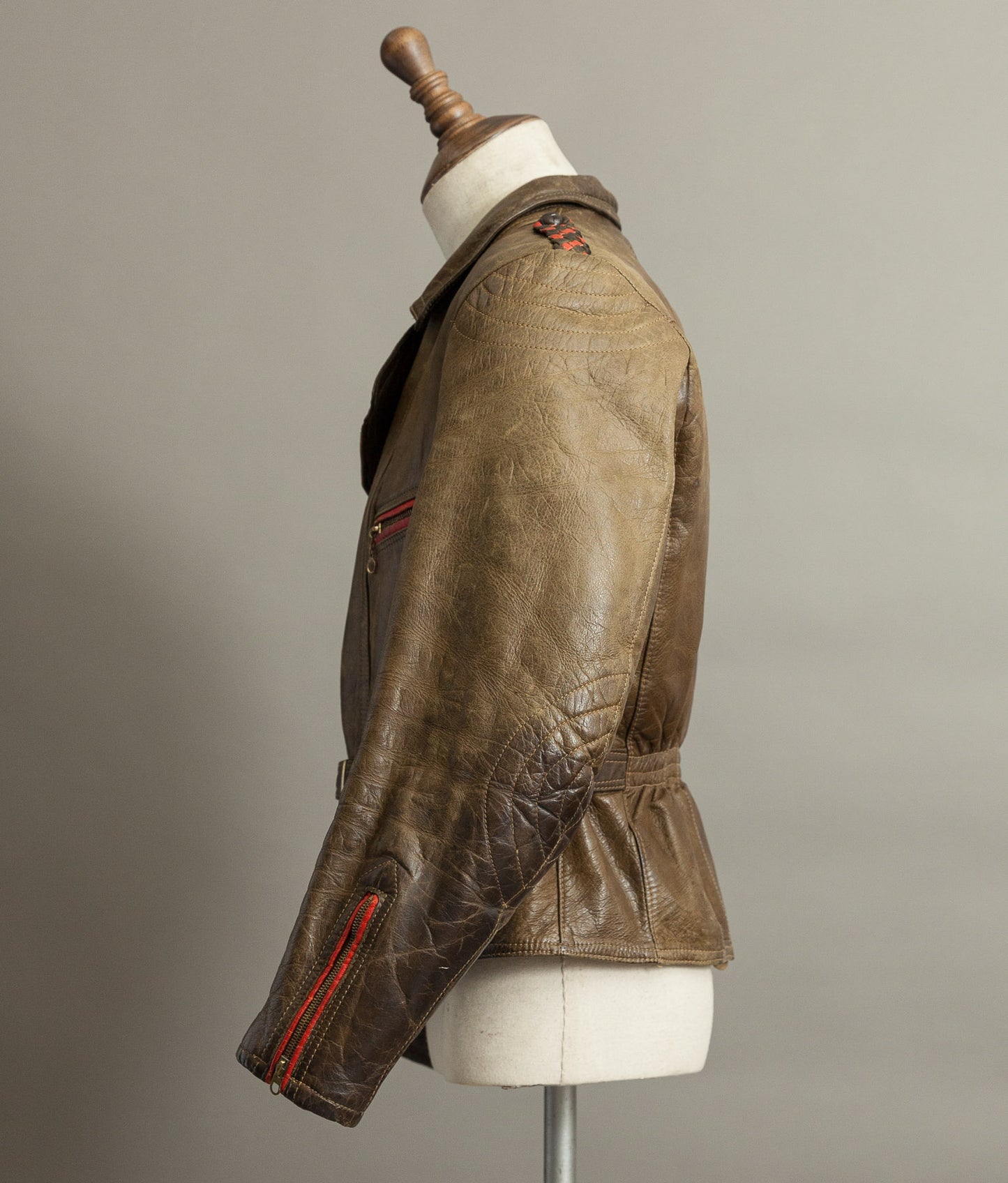 Vintage 1950s German Leather Motorrad Motorcycle Biker Jacket