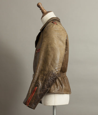 Vintage 1950s German Leather Motorrad Motorcycle Biker Jacket
