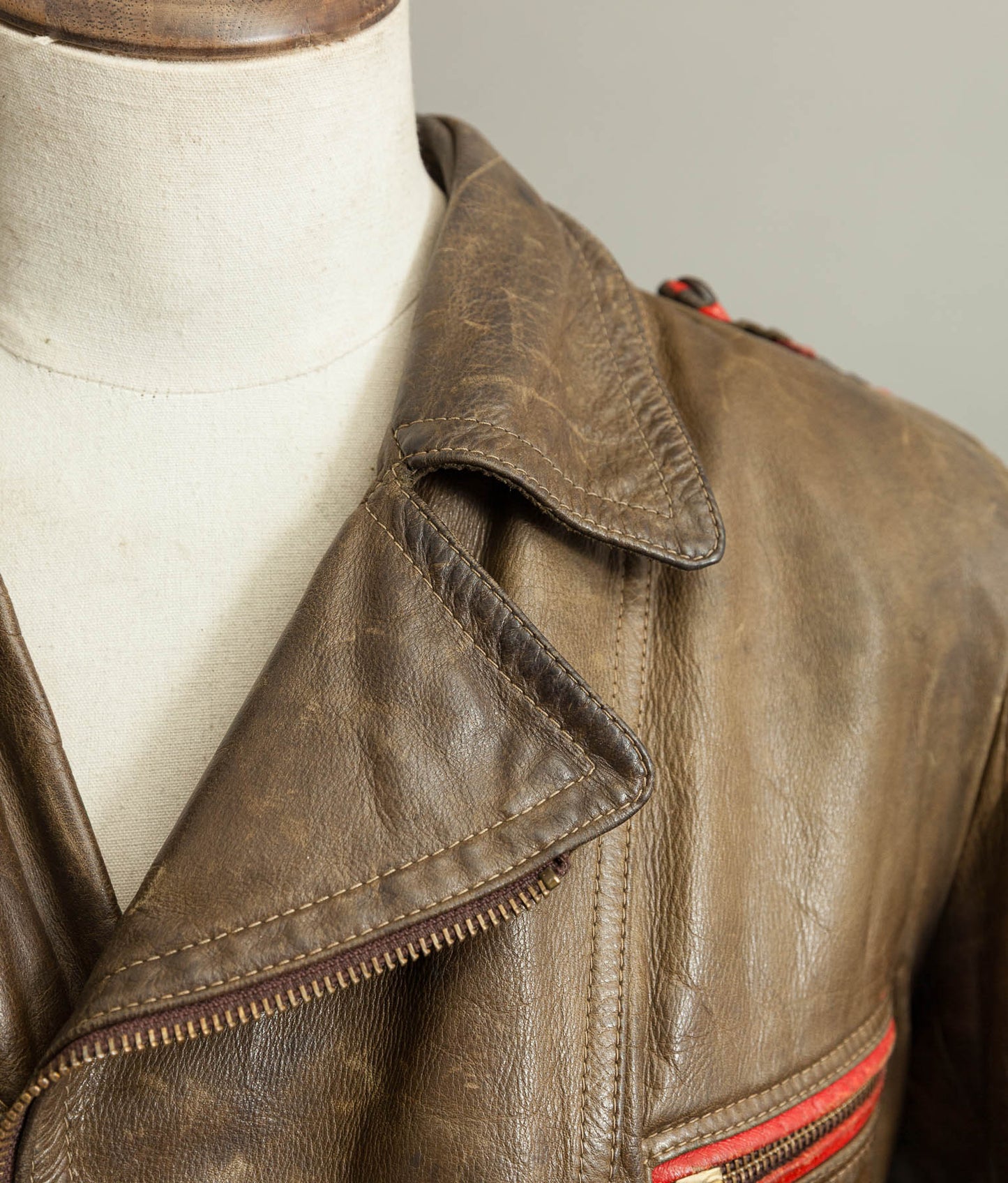 Vintage 1950s German Leather Motorrad Motorcycle Biker Jacket
