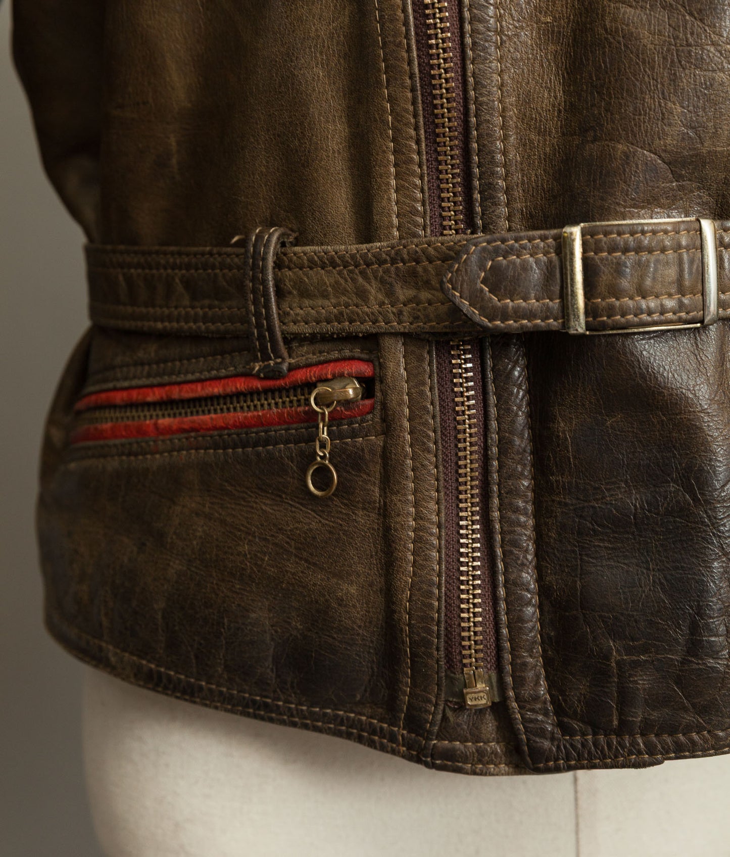 Vintage 1950s German Leather Motorrad Motorcycle Biker Jacket