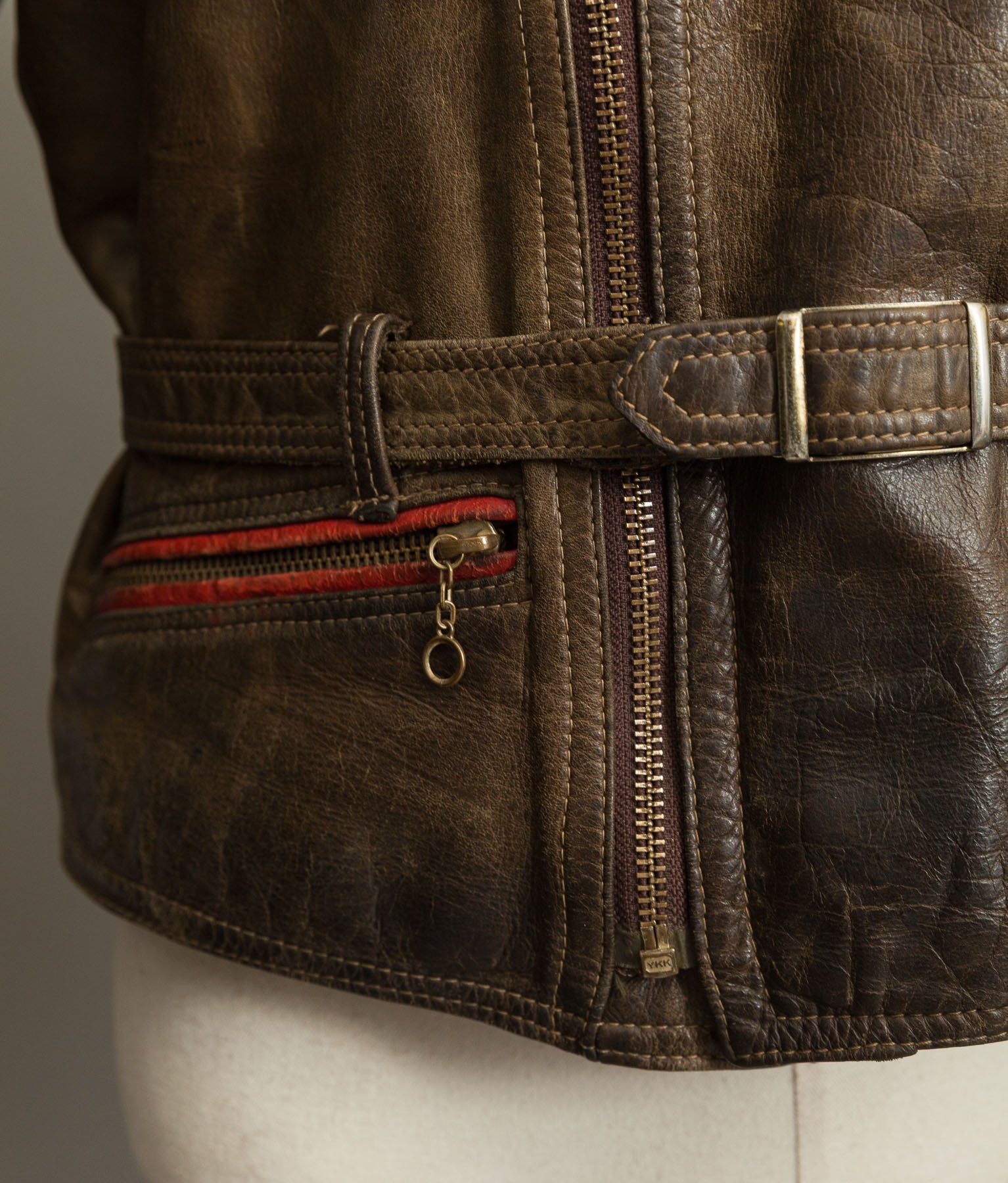 Vintage 1950s German Leather Motorrad Motorcycle Biker Jacket
