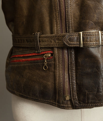 Vintage 1950s German Leather Motorrad Motorcycle Biker Jacket
