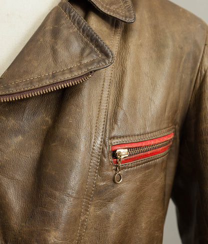 Vintage 1950s German Leather Motorrad Motorcycle Biker Jacket