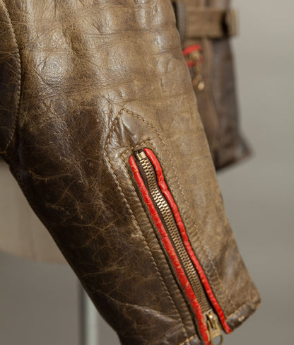 Vintage 1950s German Leather Motorrad Motorcycle Biker Jacket