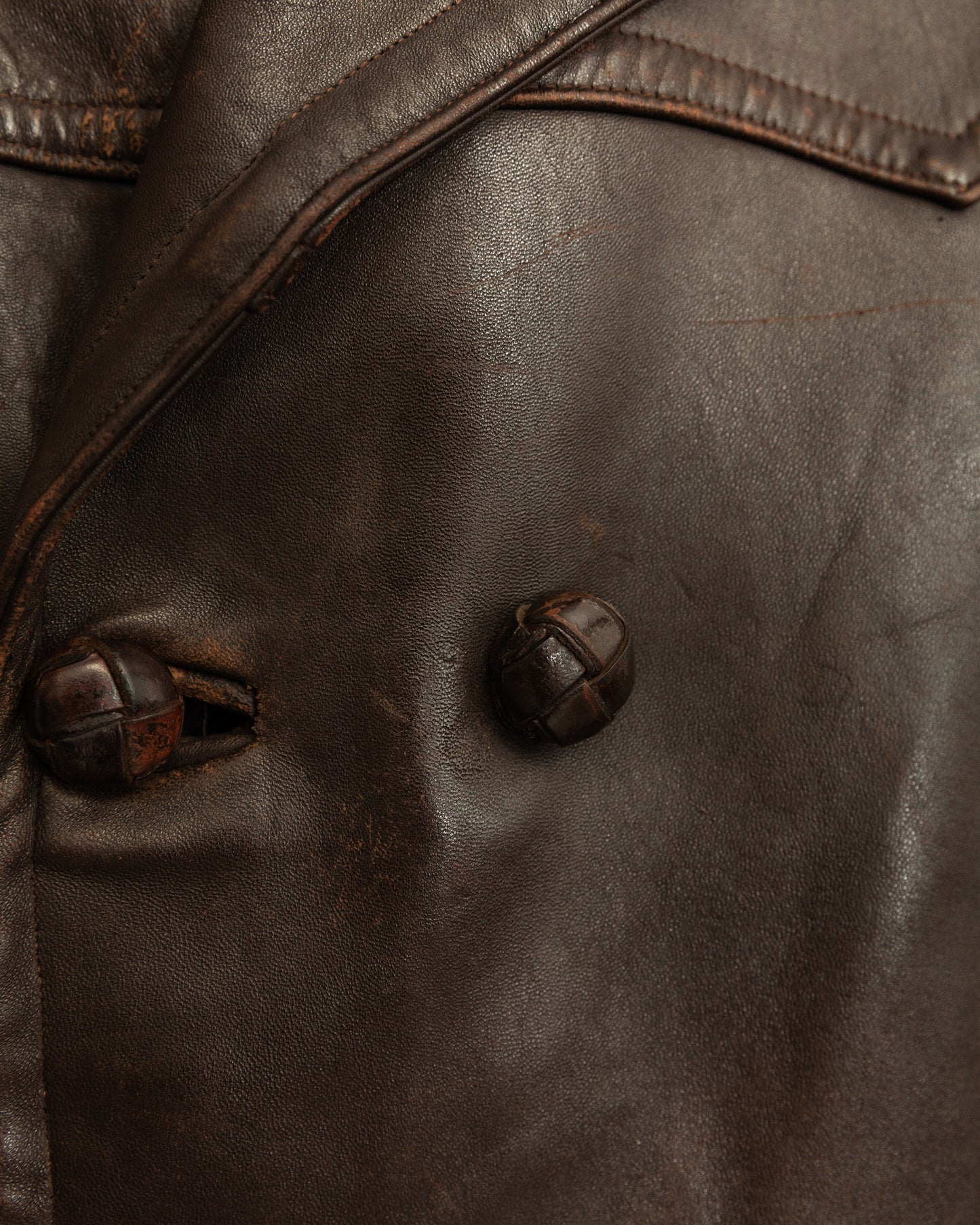 1940’s WWII French Double Breasted Motorcycle Leather Jacket Large (44)