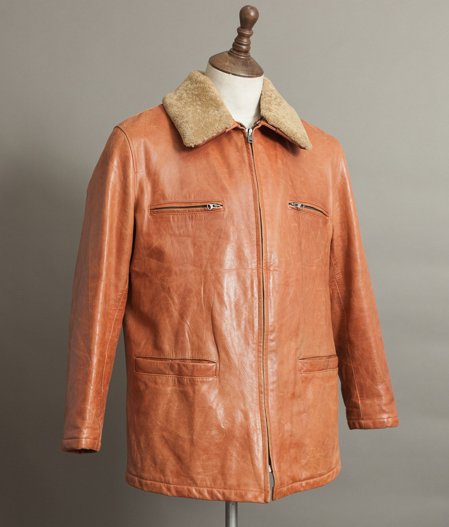 Vintage Stewart Florence Calfskin Leather Aviator Flight Jacket 1940s Style