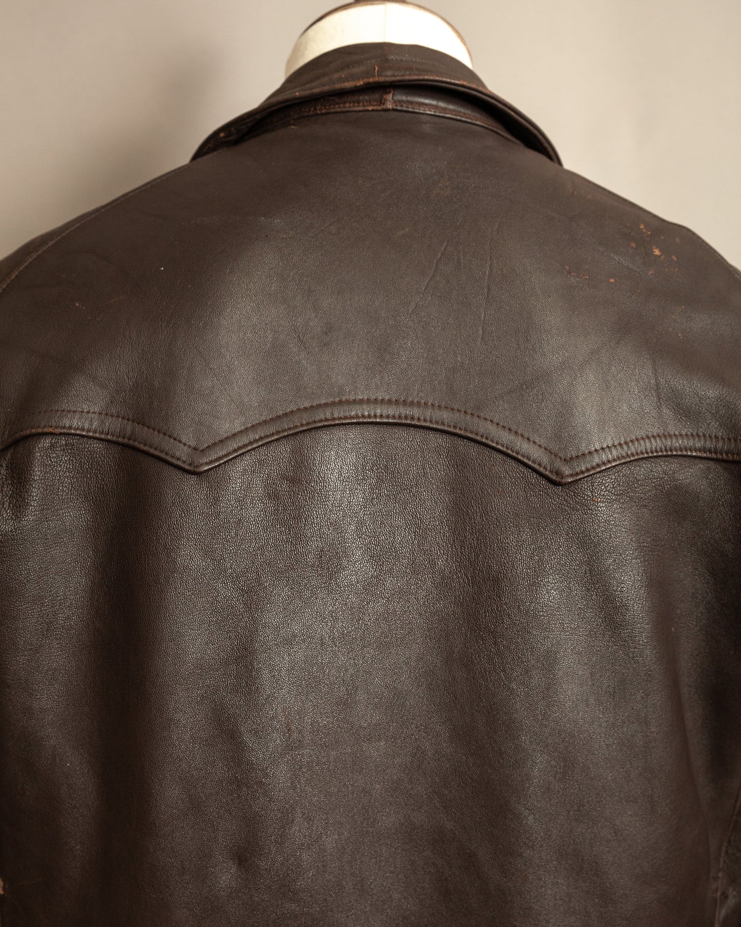 1940’s WWII French Double Breasted Motorcycle Leather Jacket Large (44)