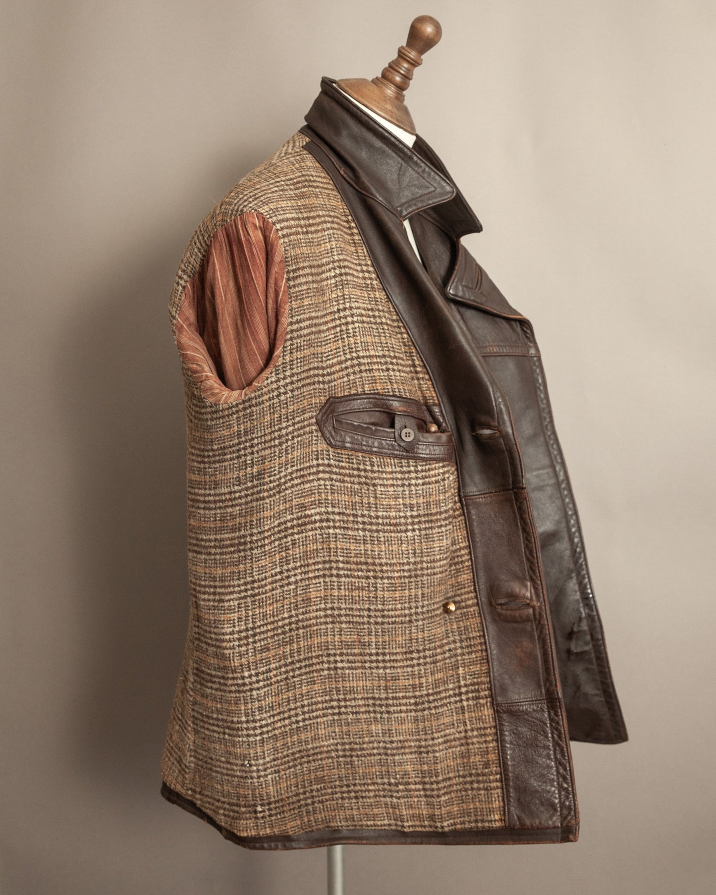 1940’s WWII French Double Breasted Motorcycle Leather Jacket Large (44)
