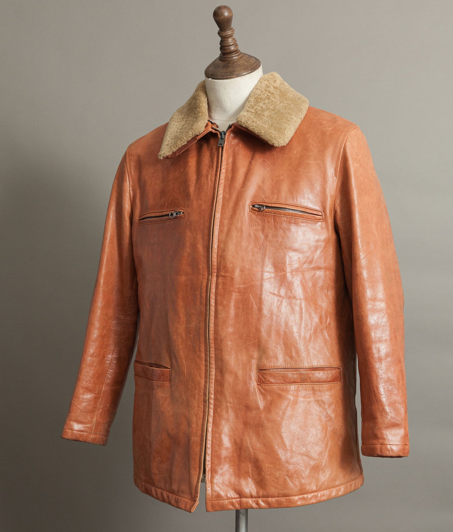 Vintage Stewart Florence Calfskin Leather Aviator Flight Jacket 1940s Style