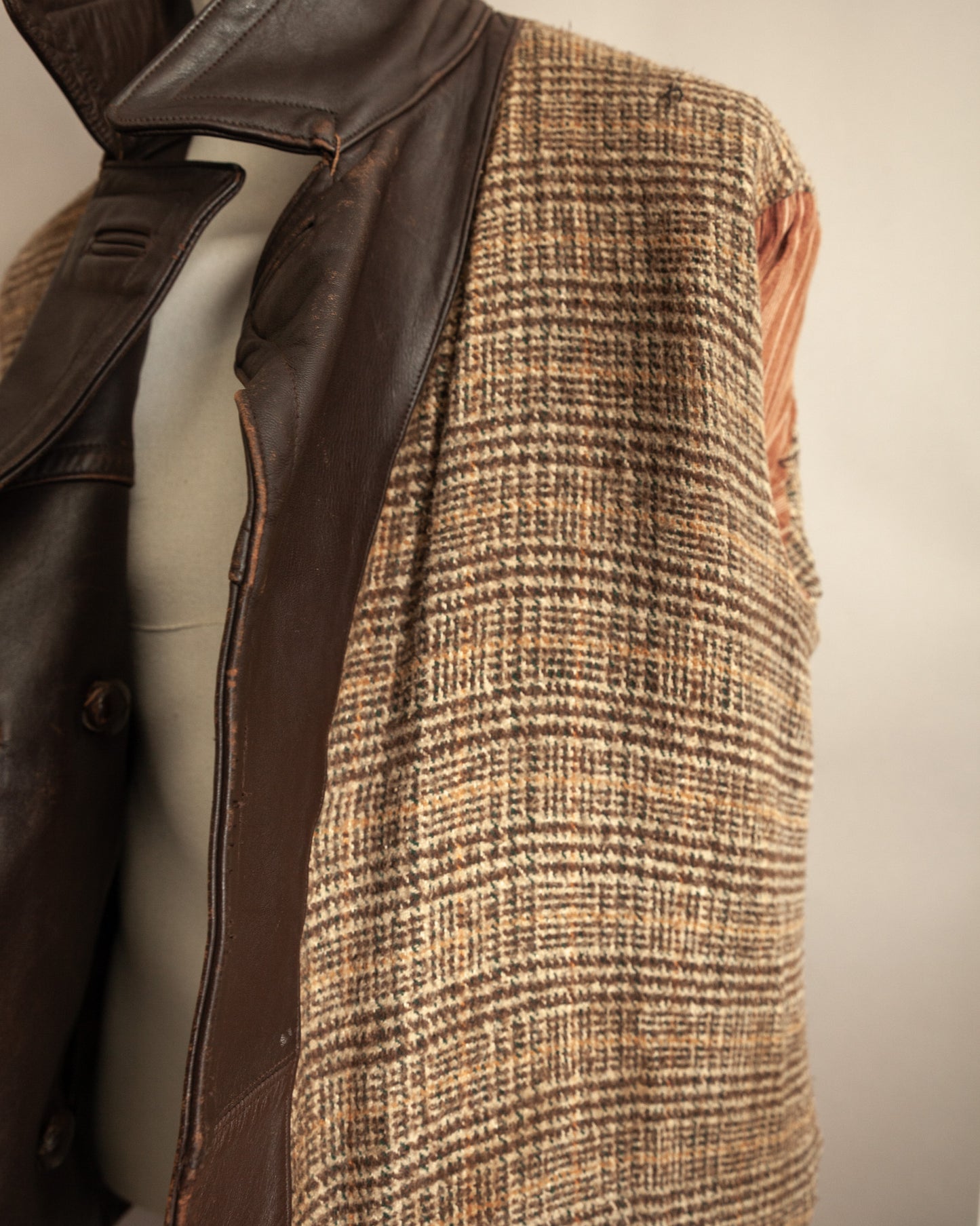 1940’s WWII French Double Breasted Motorcycle Leather Jacket Large (44)