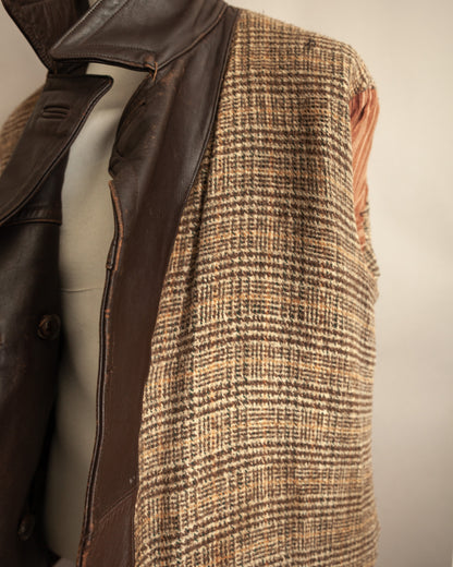 1940’s WWII French Double Breasted Motorcycle Leather Jacket Large (44)
