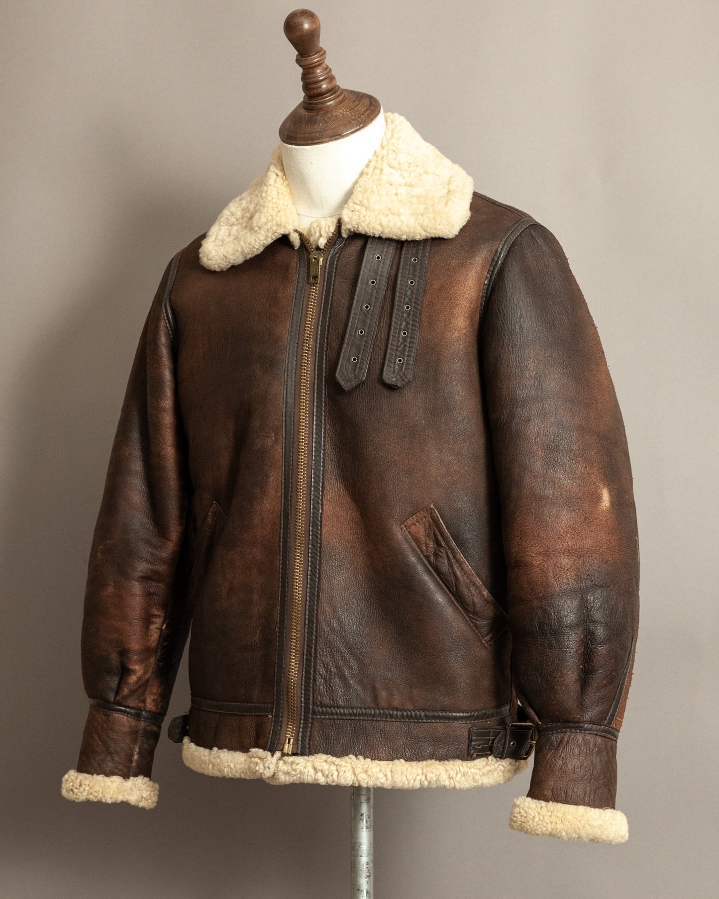 Vintage B-3 Sheepskin Shearling Flight Jacket USAAF (38)