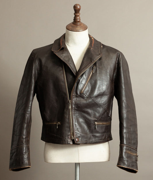 1940s German Blouson Cycliste Horsehide Leather Jacket Luftwaffe Hartmann Type