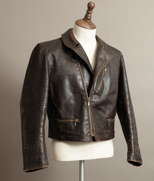 1940s German Blouson Cycliste Horsehide Leather Jacket Luftwaffe Hartmann Type