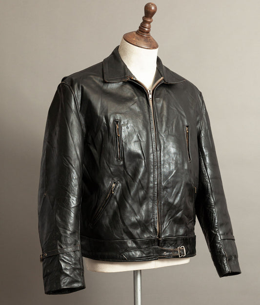 1950s French Confecuir Cowhide Motorcycle Jacket Ritz Zipper
