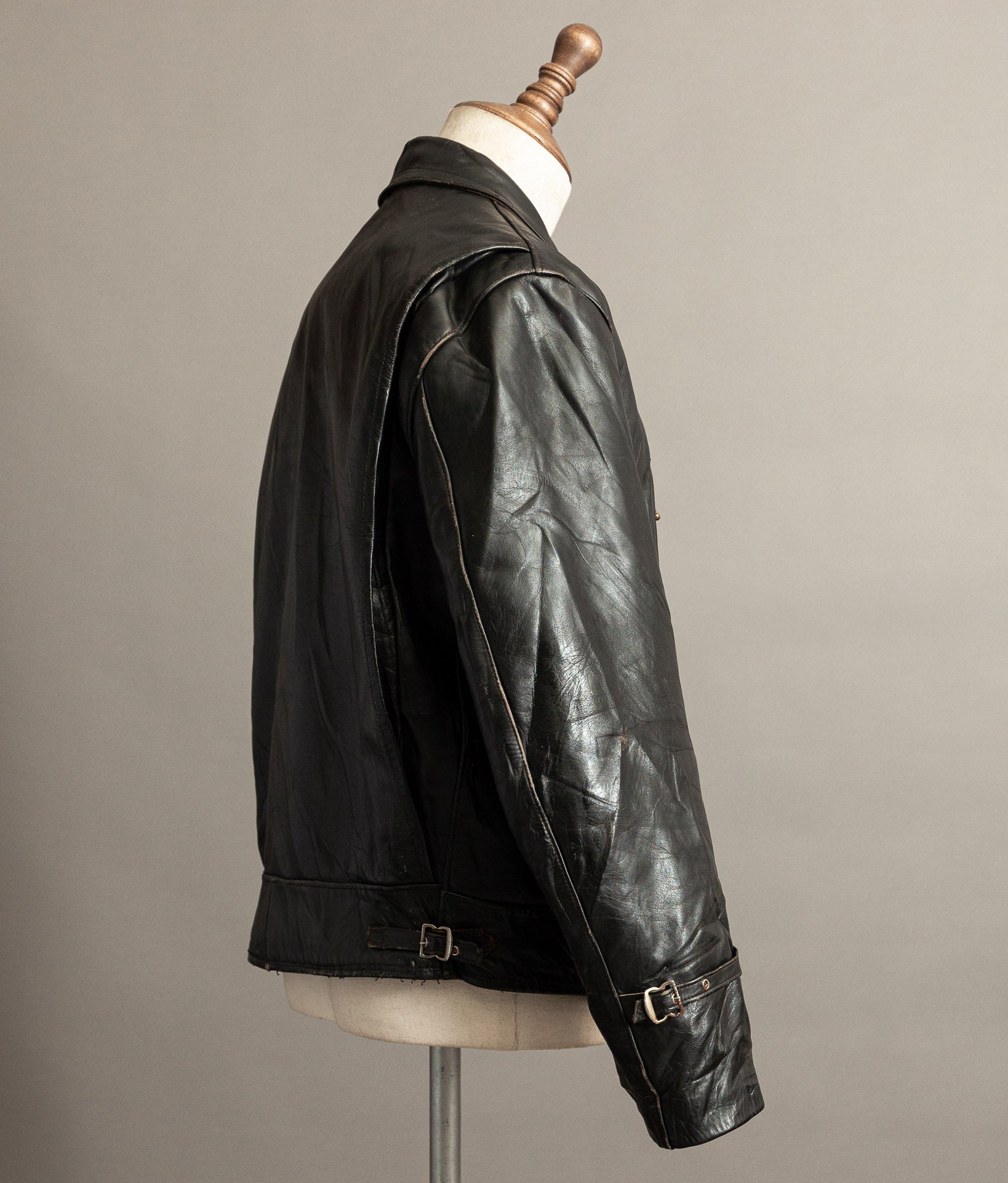 1950s French Confecuir Cowhide Motorcycle Jacket Ritz Zipper