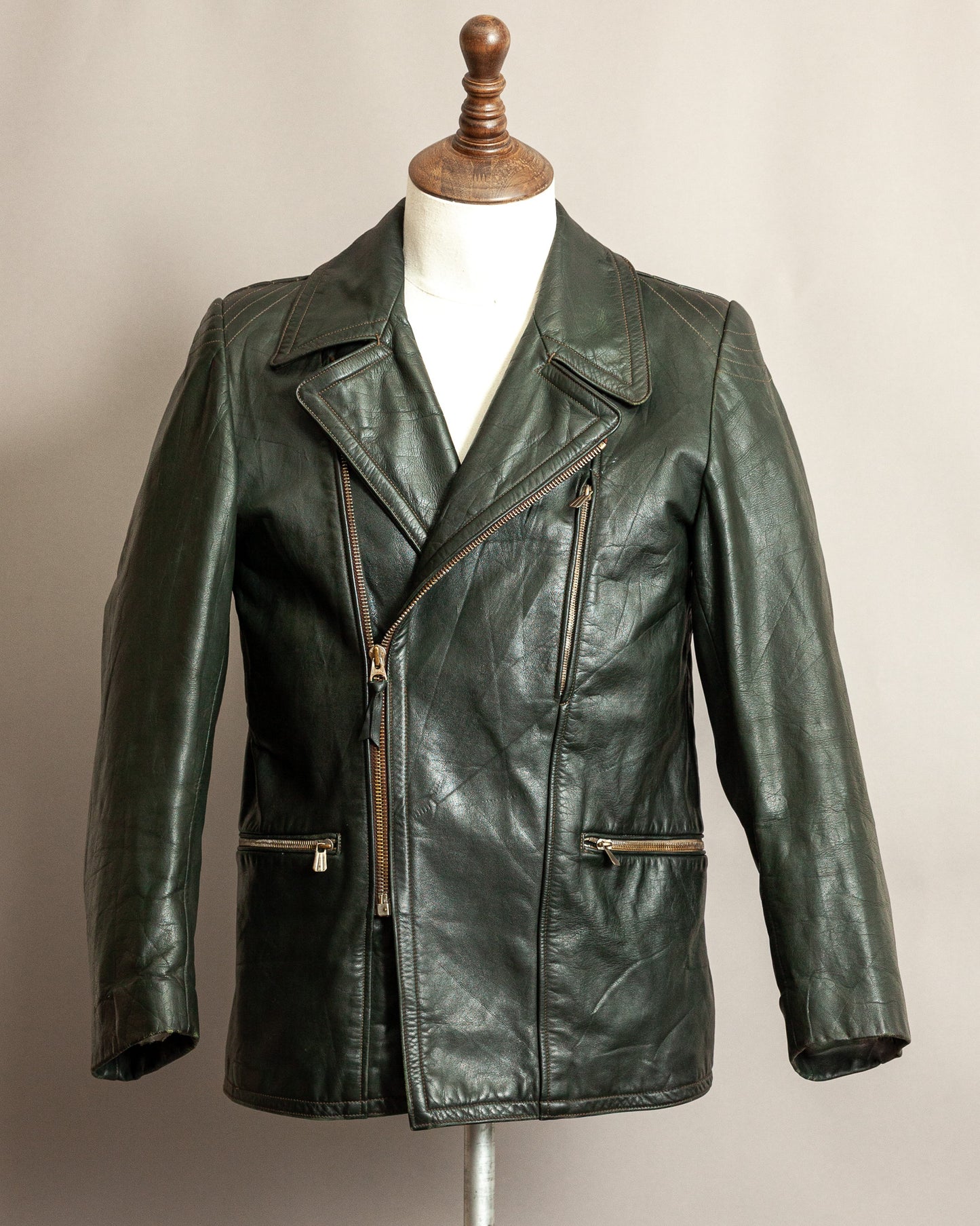 1940s German Leather Motorcycle Despatch Rider Jacket Small (38)