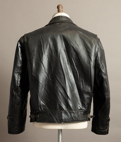 1950s French Confecuir Cowhide Motorcycle Jacket Ritz Zipper
