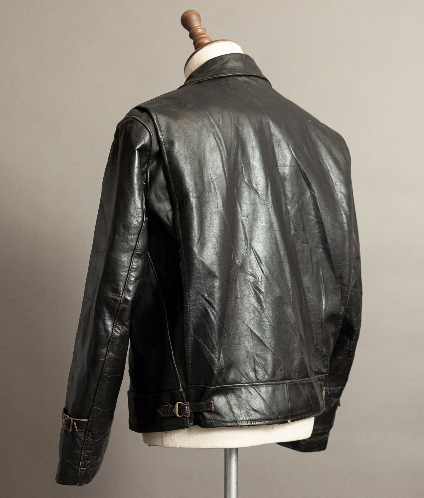 1950s French Confecuir Cowhide Motorcycle Jacket Ritz Zipper