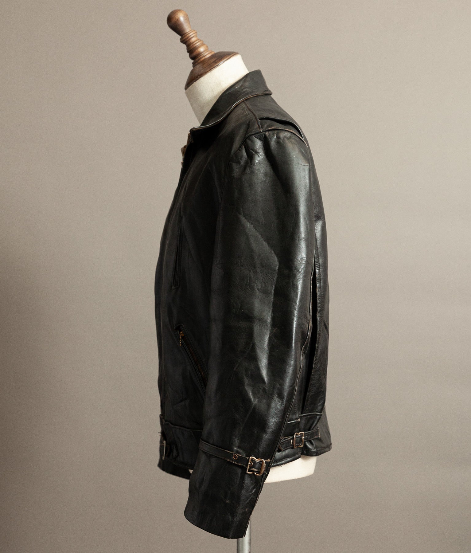 1950s French Confecuir Cowhide Motorcycle Jacket Ritz Zipper