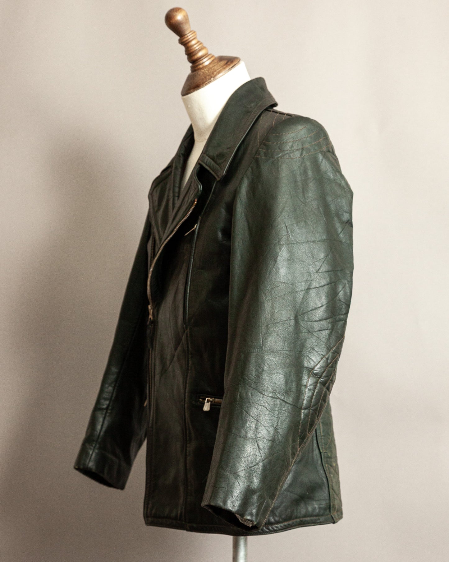 1940s German Leather Motorcycle Despatch Rider Jacket Small (38)