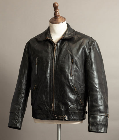 1950s French Confecuir Cowhide Motorcycle Jacket Ritz Zipper