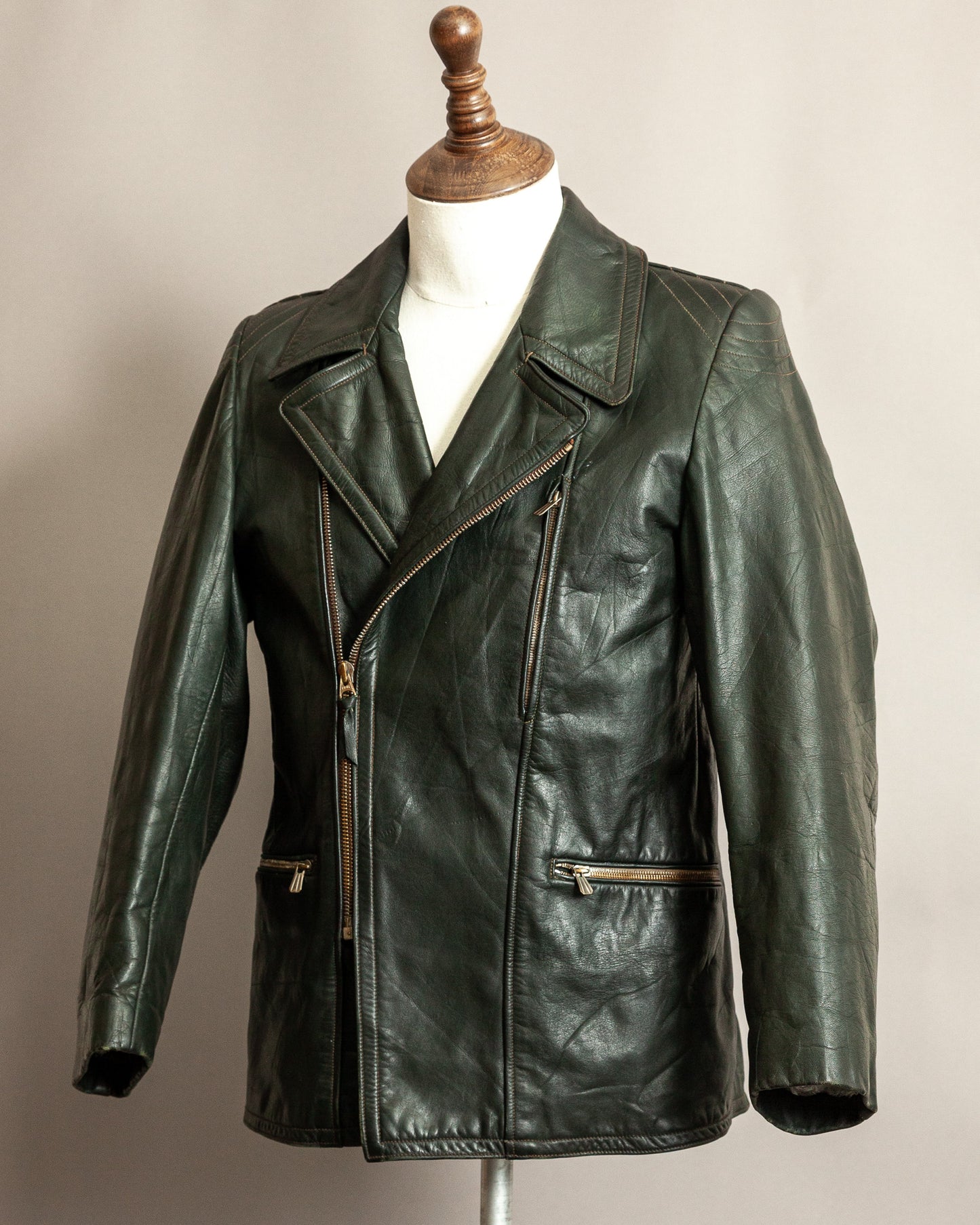 1940s German Leather Motorcycle Despatch Rider Jacket Small (38)