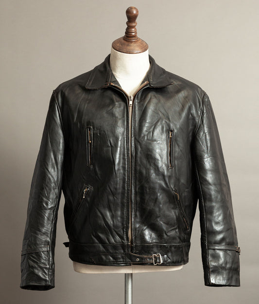 1950s French Confecuir Cowhide Motorcycle Jacket Ritz Zipper