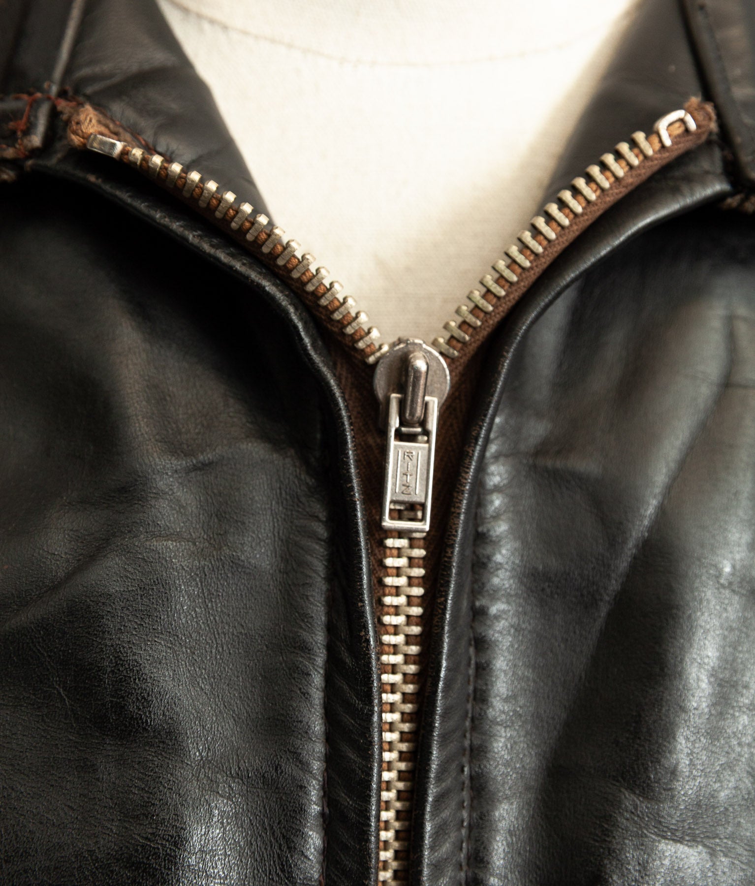 1950s French Confecuir Cowhide Motorcycle Jacket Ritz Zipper