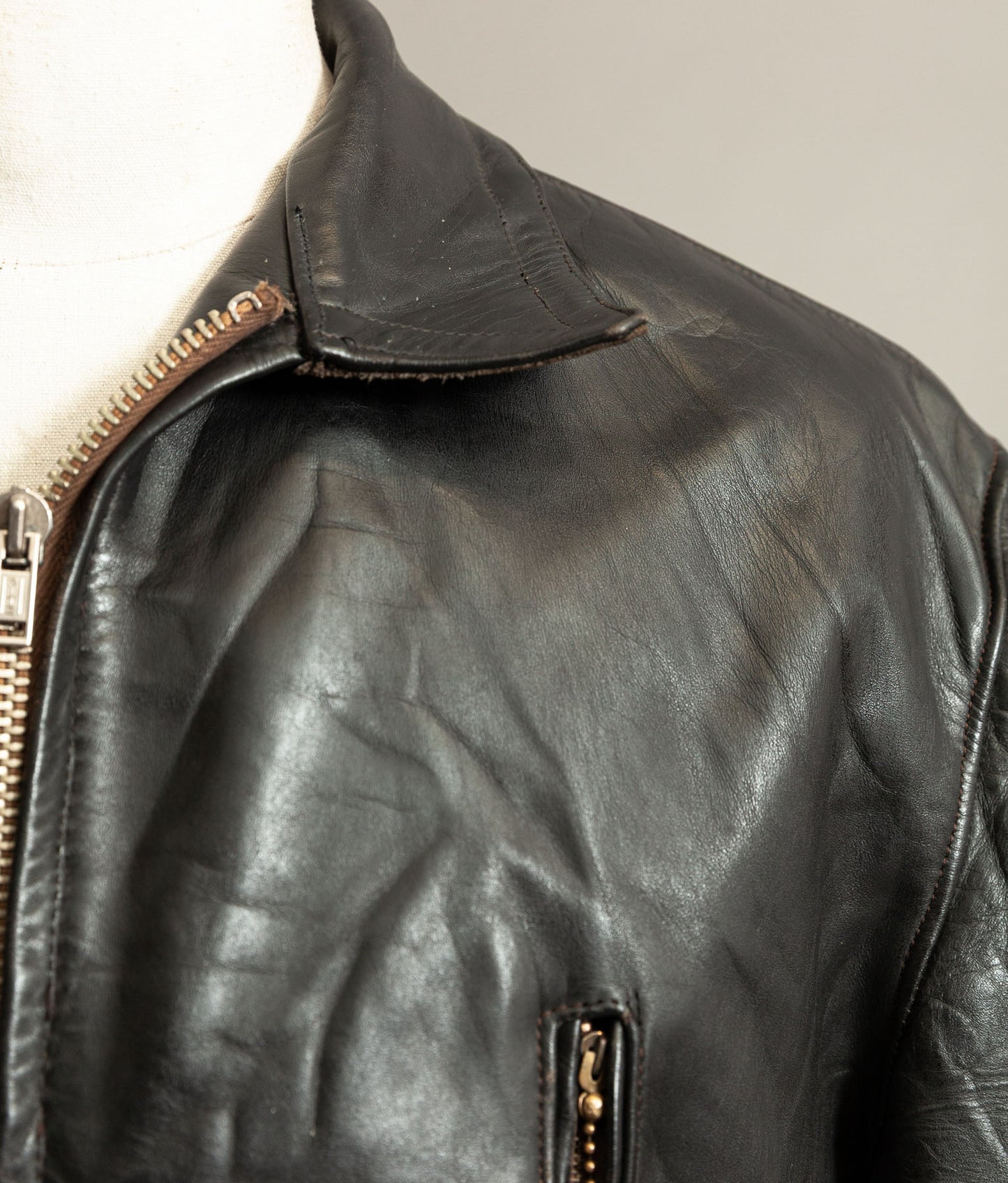 1950s French Confecuir Cowhide Motorcycle Jacket Ritz Zipper