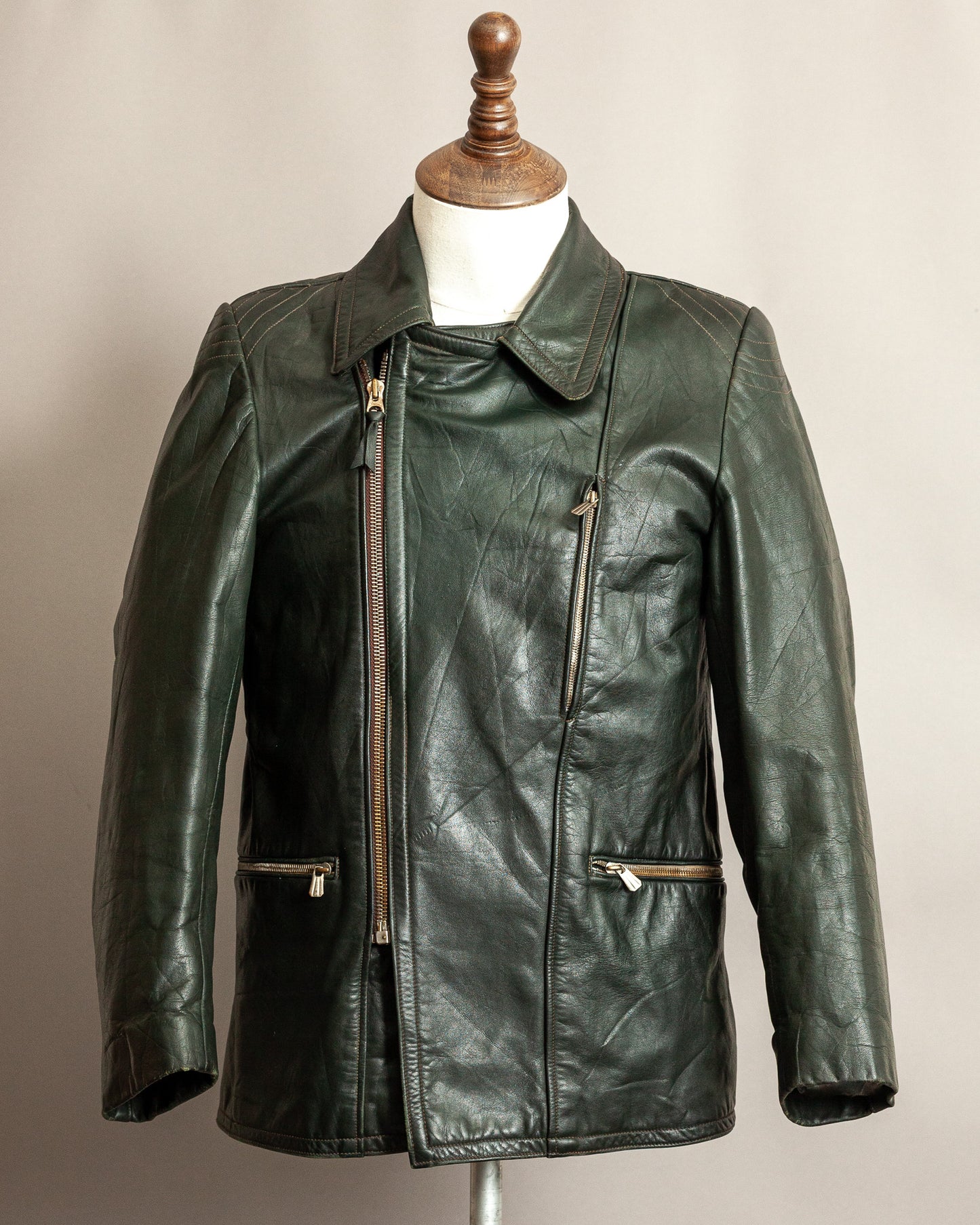 1940s German Leather Motorcycle Despatch Rider Jacket Small (38)