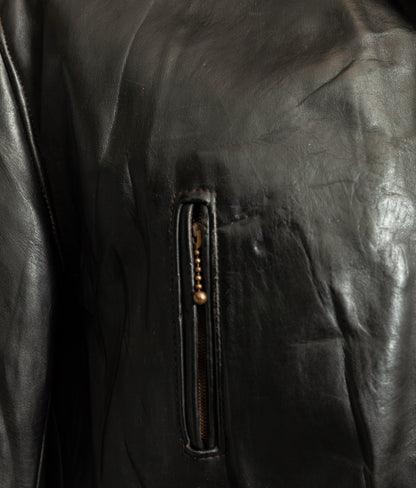 1950s French Confecuir Cowhide Motorcycle Jacket Ritz Zipper