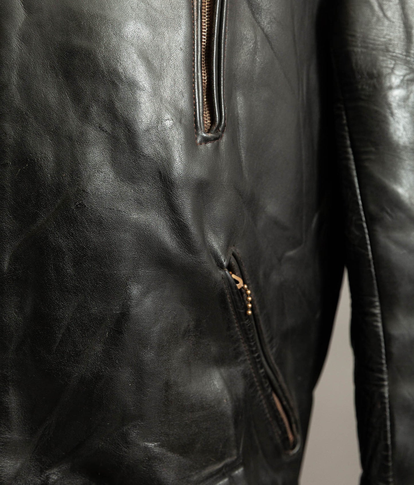 1950s French Confecuir Cowhide Motorcycle Jacket Ritz Zipper