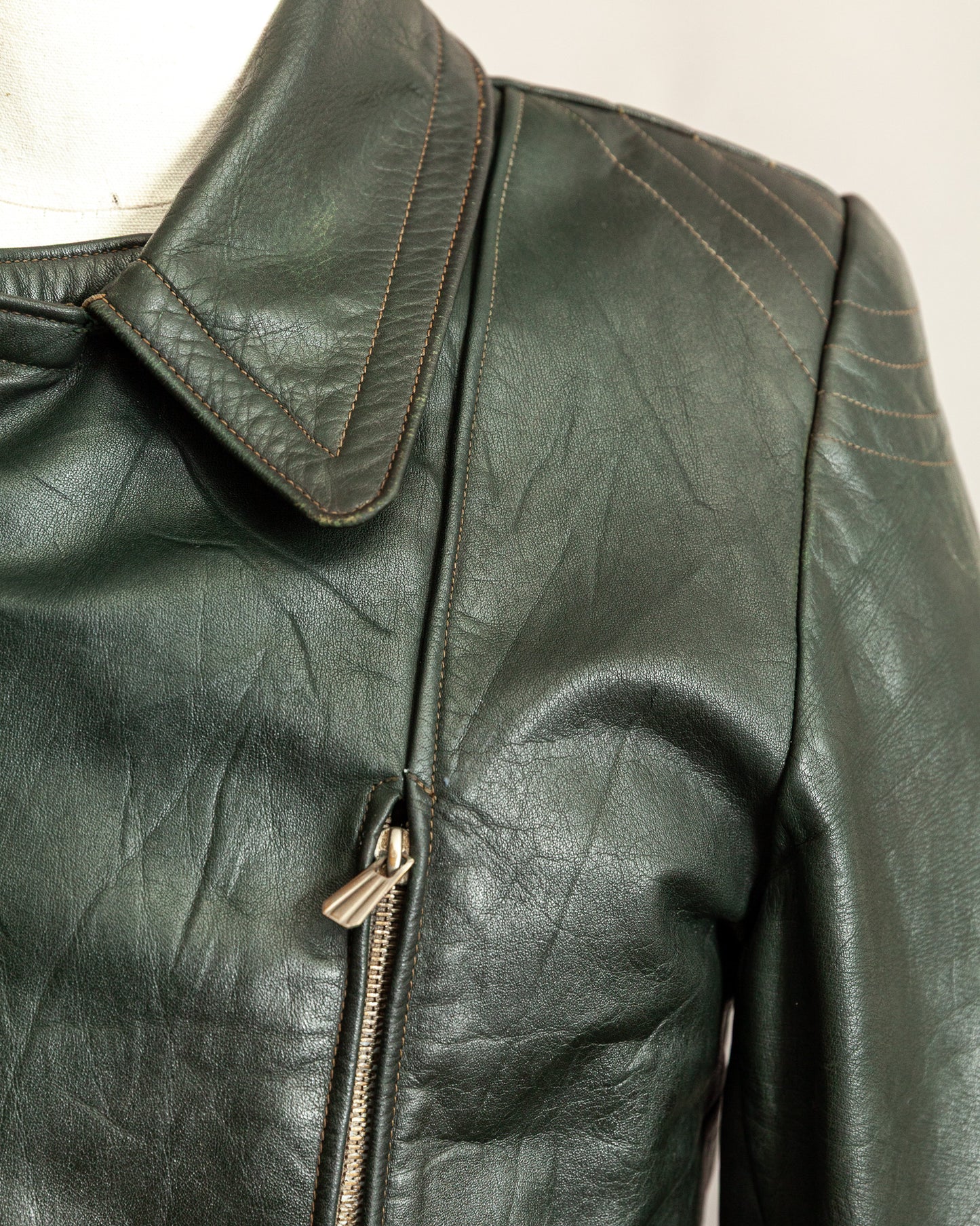 1940s German Leather Motorcycle Despatch Rider Jacket Small (38)