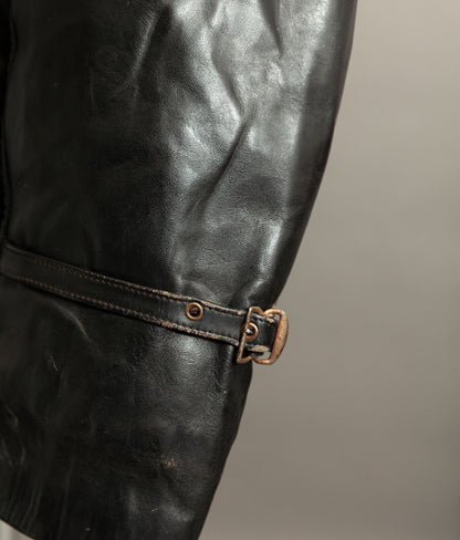 1950s French Confecuir Cowhide Motorcycle Jacket Ritz Zipper