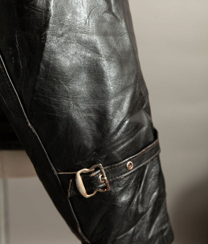 1950s French Confecuir Cowhide Motorcycle Jacket Ritz Zipper