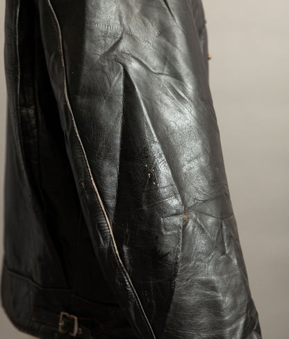 1950s French Confecuir Cowhide Motorcycle Jacket Ritz Zipper