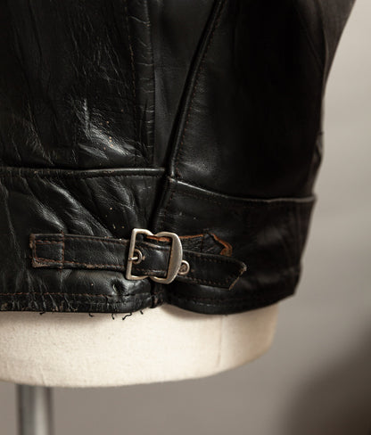1950s French Confecuir Cowhide Motorcycle Jacket Ritz Zipper