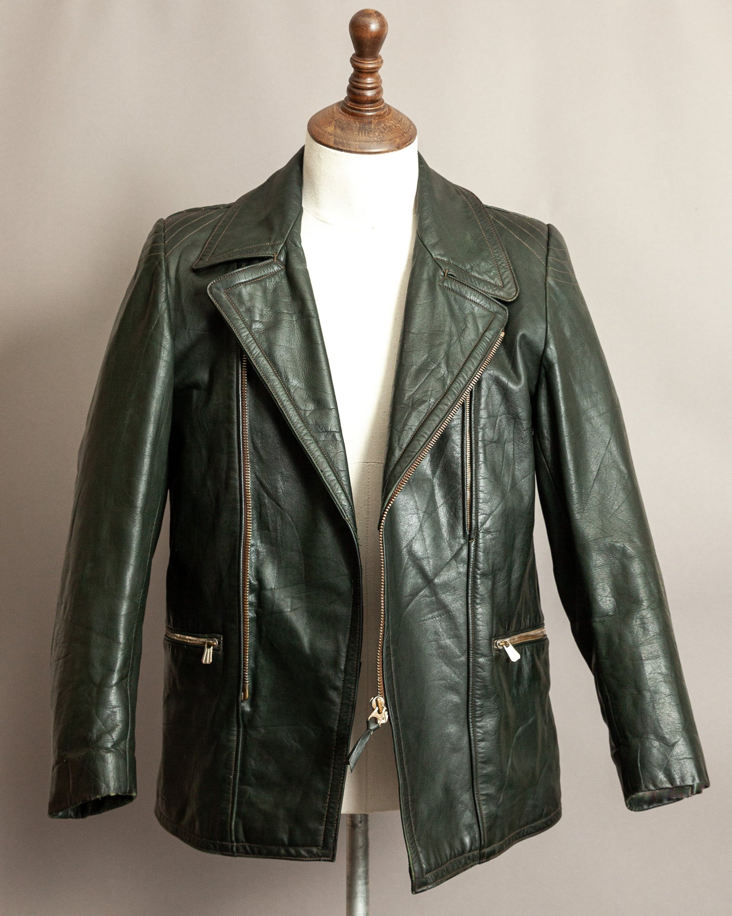1940s German Leather Motorcycle Despatch Rider Jacket Small (38)